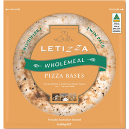 Photo of Letizza Wholemeal Pizza Base 10 Inch Twin Pack