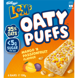 Photo of Kelloggs Lcms Mango N Passionfruit Oaty Puffs 6 Pack 138g