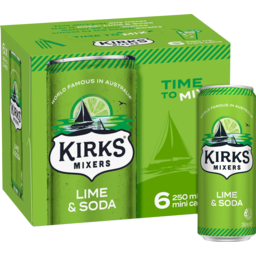 Photo of Kirks Lime & Soda Multipack Cans 6x250ml 