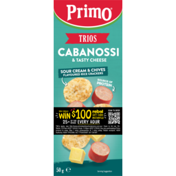 Photo of Primo Trios Cabanossi, Cheese & Rice Crackers