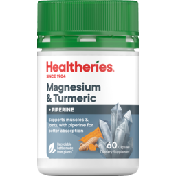 Photo of Healtheries Magnesium + Turmeric 60 Vege Capsules