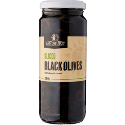 Photo of Sandhurst 100% Spanish Olives Sliced Black Olives 350g