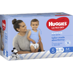 Photo of Huggies Ultra Dry Nappies Walker Boy Size 5 64pk