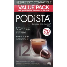 Photo of Podista Intenso Coffee Pods 20 Pack 100g