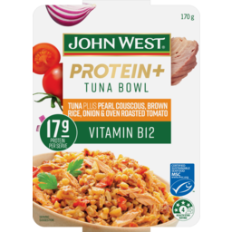 Photo of John West Protein Plus Tuna Bowl Pearl Couscous Brown Rice Roasted Tomato