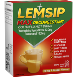 Photo of Lemsip Max Cold & Flu With Decongestant Honey & Ginger 10