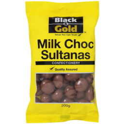 Photo of Black And Gold Milk Choc Sultanas