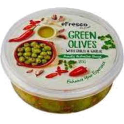 Photo of Efresco Chilli & Garlic Green Olives 185g
