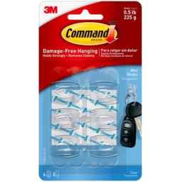 Photo of Command Mini Hooks Clear. 6 Per Pack