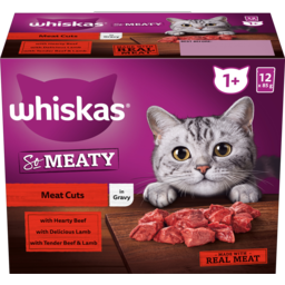 Photo of Whiskas 1+ Years So Meaty Meat Cuts In Gravy Cat Food Pouches Multipack 12x85g