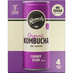 Photo of Remedy No Sugar Organic Cherry Plum Kombucha Sparkling Live Cultured Drink