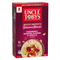 Photo of Uncle Toby's Quick Oats Sachets Delicious Blends Raspberry, Roasted Almond & Vanilla 8pk