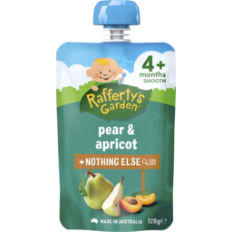 Photo of Raffertys Garden Pear & Apricot + Nothing Else 4+ Months Smooth Baby Food 120g