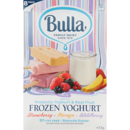 Photo of Bulla Frozen Yogurt Strawberry Mango & Wild Berry 8pk 472gm