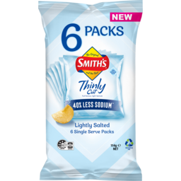 Photo of Smiths Lighty Salted Thinly Cut Chips 6 Pack 114g