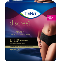 Photo of Tena Discreet Noir Large Normal Low Waist Underwear 9 Pack