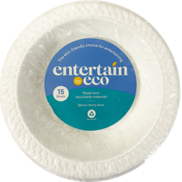 Photo of Entertain By Eco White Plastic Bowl 180mm 15 Pack