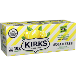 Photo of Kirks Sugar Free Lemon Squash Multipack Cans Soft Drink 10.0x375ml