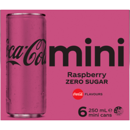 Photo of Coca Cola Raspberry Mini Cans Zero Sugar 6x250ml