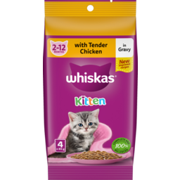 Photo of Whiskas Cat Food Pouch Kitten Tender Chicken 4 Pack