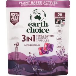 Photo of Earth Choice 3in1 Laundry Detergent Pod Capsules Top & Front Loader Lavender Fields 28 Pack