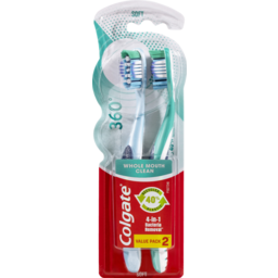 Photo of Colgate 360 Degree Whole Mouth Clean With Tongue Cleaner Soft Toothbrush 2 Pack