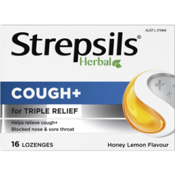 Photo of Strepsils Herbal Cough + Honey Lemon Flavour Lozenges 16 Pack