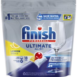 Photo of Finish Ultimate All In 1 Dishwashing Tablets Lemon Sparkle 18 Pack 18.0x