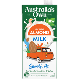 Photo of Australias Own Smooth As Low Sugar Almond Long Life Milk 1l
