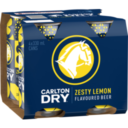 Photo of Carlton Dry Zesty Lemon Flavoured Beer 4 Pack