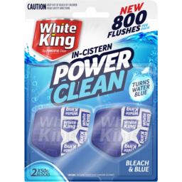 Photo of White King Power Clean Bleach & Blue In Cistern Toilet Cleaner 2x50g