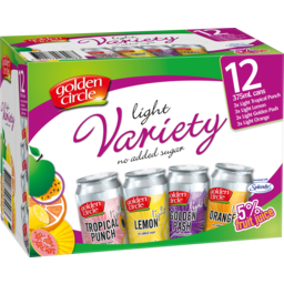 Photo of Soft Drinks, Golden Circle Sparkling Fruit Juice Light Variety 12-pack