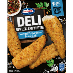 Photo of Birds Eye Deli New Zealand Whiting Cracked Pepper Bend & Sea Salt Fish Fillets 5 Pack