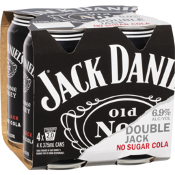 Photo of Jack Daniels Double Jack & No Sugar Cola 375ml 4 Pack