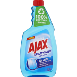 Photo of Ajax Spray N' Wipe Triple Action Ammonia Free Glass Cleaner Anti Streak Anti Fog Anti Scratch Refill Value Pack 500ml