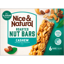 Photo of Nice & Natural Roasted Nut Bars Cashew With Real Milk Chocolate 6 Pack 192g