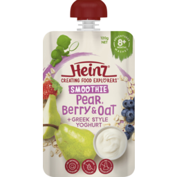 Photo of Heinz Pear Berry & Oat Smoothie With Greek Style Yoghurt 8+ Months Mashed Pouch 120g