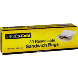 Photo of Black & Gold Sandwich Bag Resealable 30