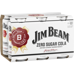 Photo of Jim Beam White & Zero Sugar Cola Can 6 Pack