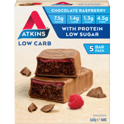 Photo of Atkins Chocolate Raspberry Bars 5 X 30g