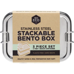 Photo of Ever Eco Stackable 2 Tier Bento + Mini Snack - Stainless Steel 1200ml