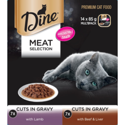 Photo of Dine Meat Selection Cuts In Gravy With Lamb & With Beef & Liver Cat Food Trays Multipack