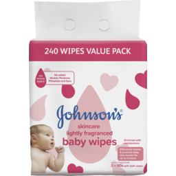 Photo of Johnsons Skincare Baby Wipes Lightly Frangranced Value Pack 3x80 Pack