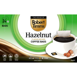 Photo of Robert Timms Hazelnut Flavour Infused Coffee Bags 24 Pack 146g