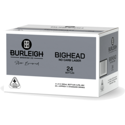 Photo of Burleigh Brewing Big Head No Carb Lager Bottle 24pk
