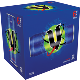 Photo of V Energy Drink Blue Can 330ml X 6pk