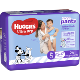 Photo of Huggies Ultra Dry Nappy Pants Boy Size 5 (12-17kg) 26 Pack 