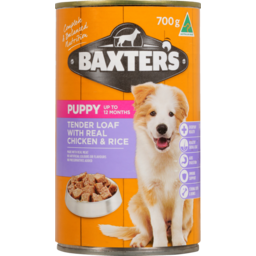 Photo of Baxters Dog Food Canned Puppy Up To 12 Months, Chicken & Rice Loaf 700g