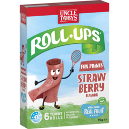 Photo of Uncle Tobys Roll Ups Fun Prints Strawberry 6pk 94g