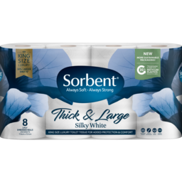 Photo of Sorbent Toilet Paper Thick & Large Silky 8 Pack